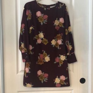 NWT LOFT burgundy floral dress Sz 4